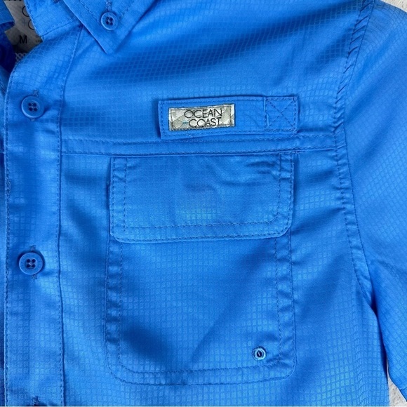 NEW Ocean Coast Bluetiful Blue Button Up Short Sleeve Shirt Size Medium - Picture 2 of 10